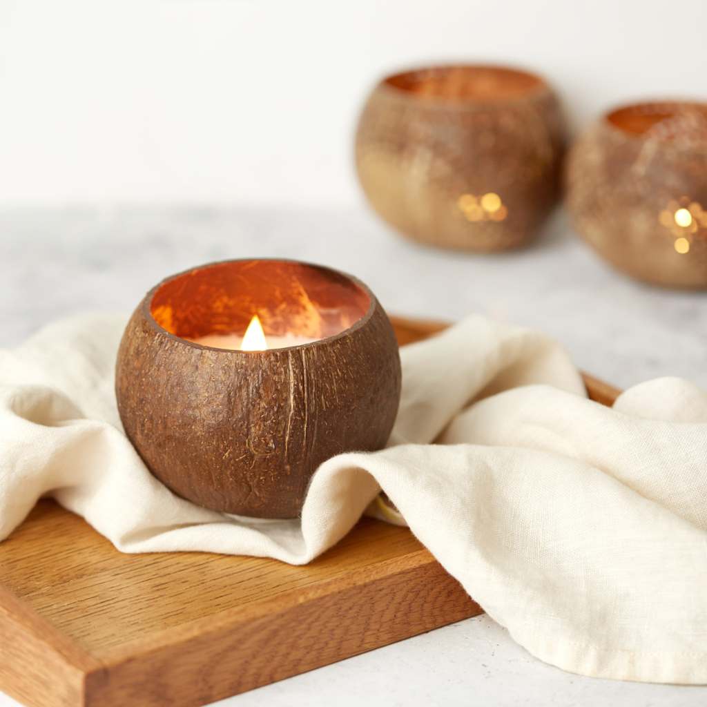 Coconut Shell Candle w/ Gift Bag (Multiple Scents Available)