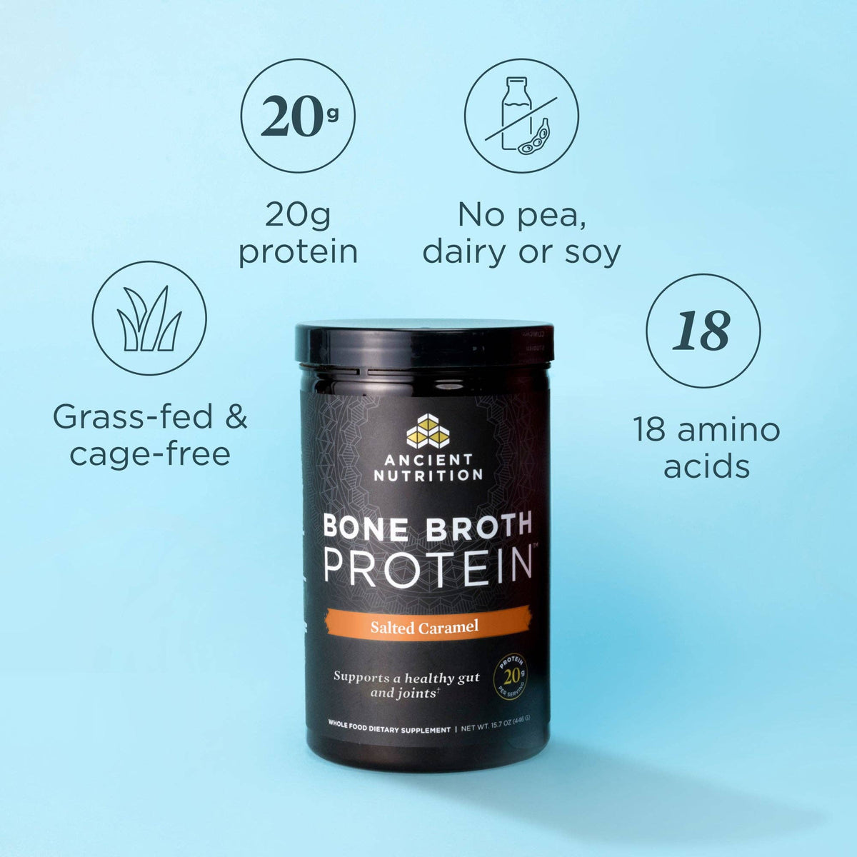Bone Broth Protein | Powder Salted Caramel (20 Servings)