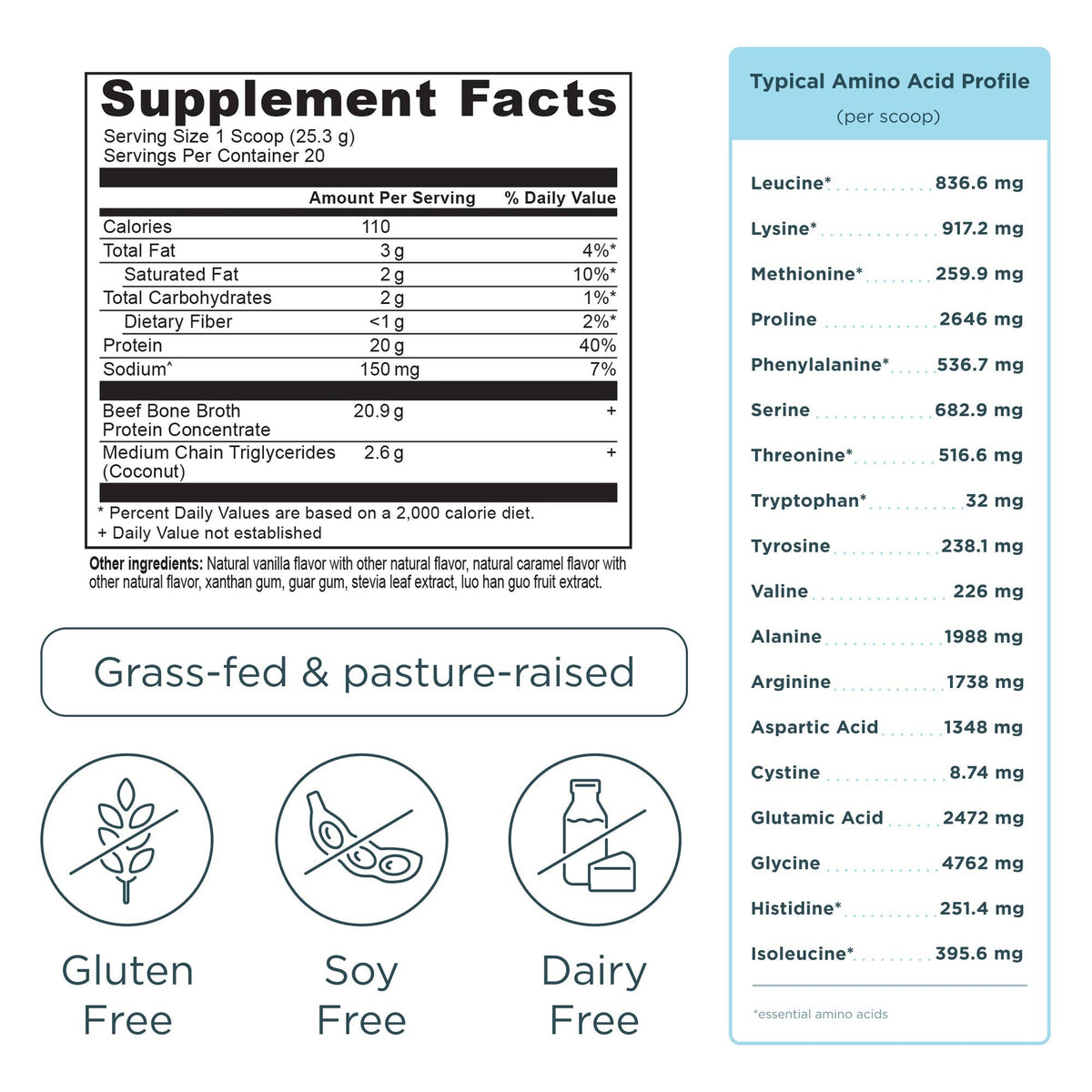 Bone Broth Protein | Powder Salted Caramel (20 Servings)