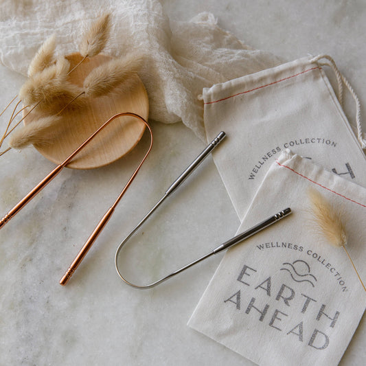 Stainless Steel Ayurvedic Tongue Scraper in Cotton Pouch