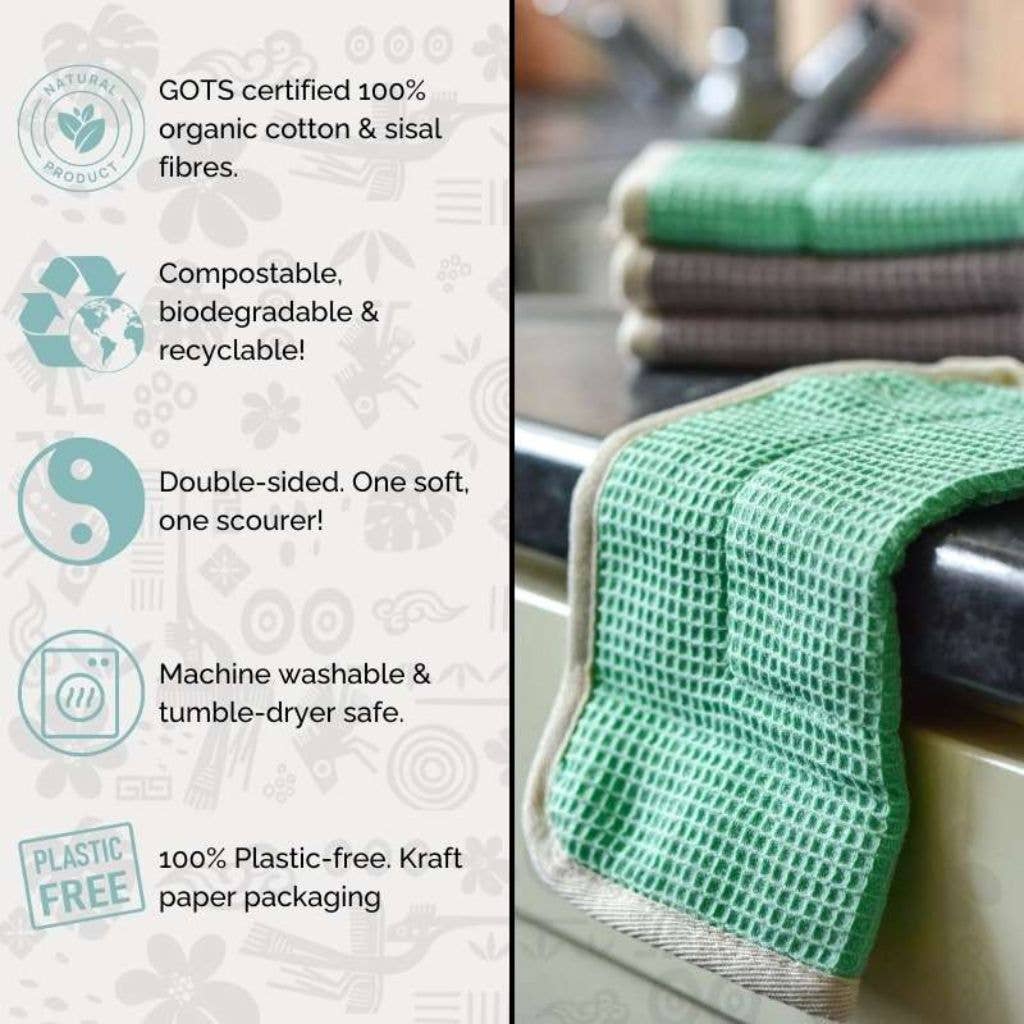 Reusable Dish Cloths - 100% Organic Sisal / Cotton Cloth