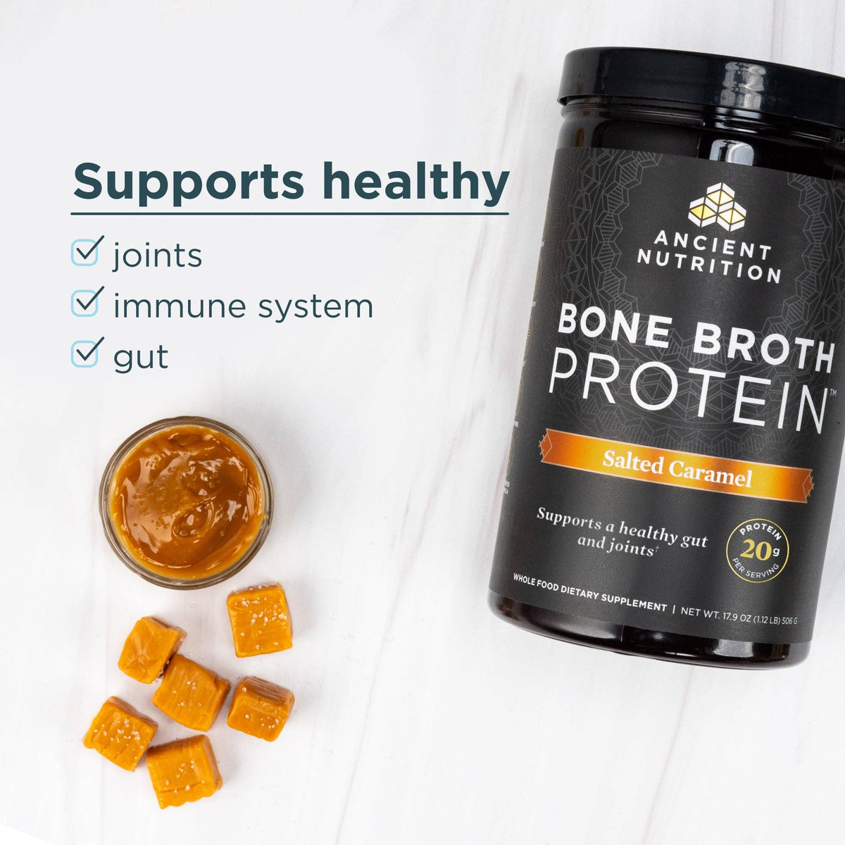 Bone Broth Protein | Powder Salted Caramel (20 Servings)