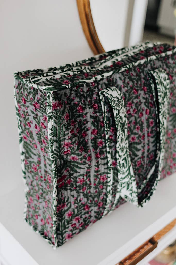 Moss and Petal Quilted Market Bag