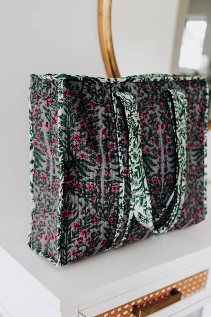 Moss and Petal Quilted Market Bag