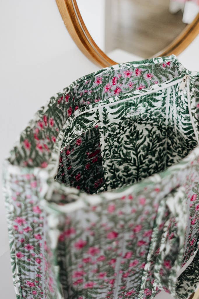 Moss and Petal Quilted Market Bag